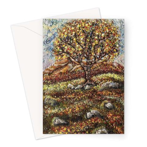 Artistic Friendship Tree Blank Greeting Card is a beautiful expressive, colourful image of a tree on an english moor with beautiful illistration of the ground in colour and moor rocks.