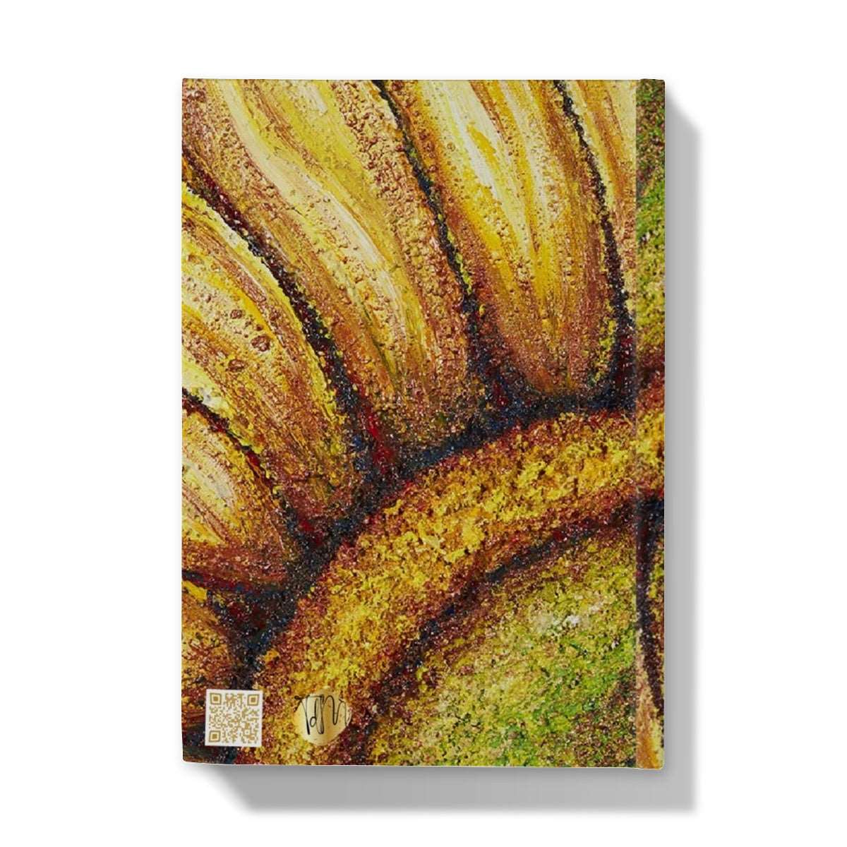 Artistic Hardback Journal Sunflower Passion with yellow & gold petals and a beautiful rich green and yellow and amber middle colours.