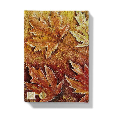 Artistic Hardback Journal Autumn Leaves with golden colours through to auburns, & soft bronze coloured maple leaves