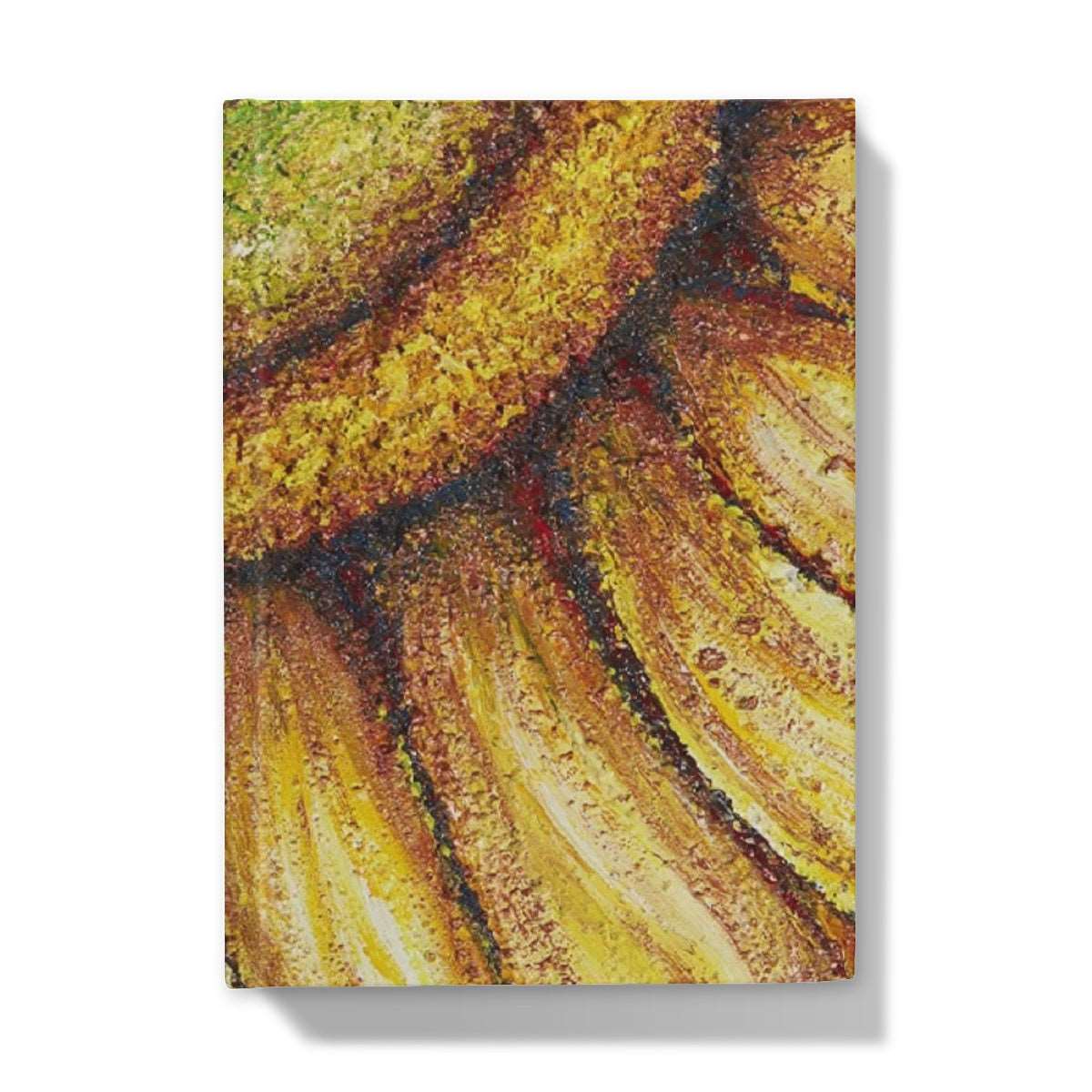 Artistic Hardback Journal Sunflower Passion with yellow & gold petals and a beautiful rich green and yellow and amber middle colours.