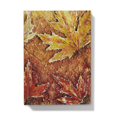 Artistic Hardback Journal Autumn Leaves with golden colours through to auburns, & soft bronze coloured maple leaves.