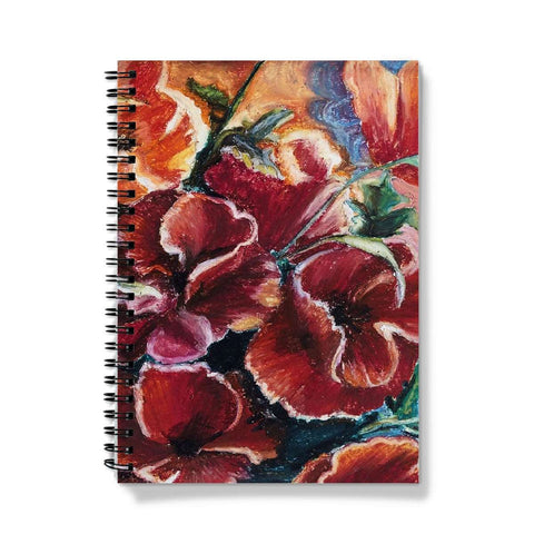 Artistic Journal Notebook Poppy Lovewith Art beautiful design of red and slightly varied red/orange coloured poppy heads with deep blues & green to give depth between them.  Unique  special design