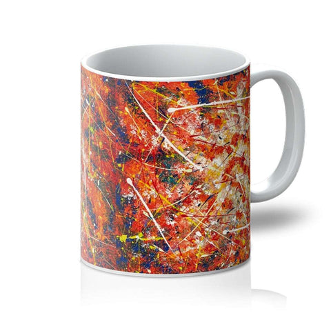 Enjoy the Abstract design of bright colour in oranges, blues, white & yellows created by Toiles de Michelle.   This unique mug is perfect for any occasion and sure to make a great gift. The ceramic construction is both durable and beautiful, making it a piece of art you can use every day.  Crafted from high-quality materials and finished with a glaze coating, this mug is built to last.  A quality print mug, beautiful yet durable and has been tested to 100+ dishwasher cycles. Cheers