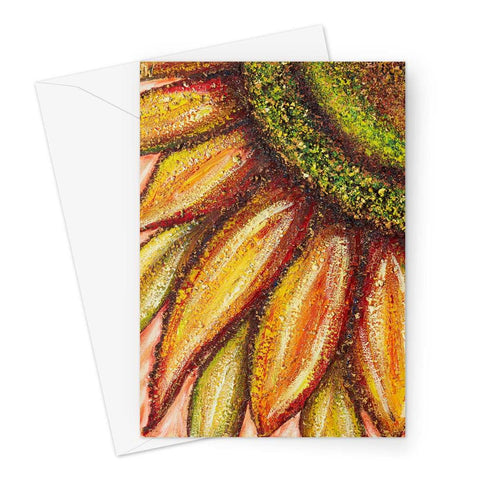 Artistic Blank Greeting Card Sunflower Passion with all colours of all sunflowers in one.  Beautiful fusion of colours