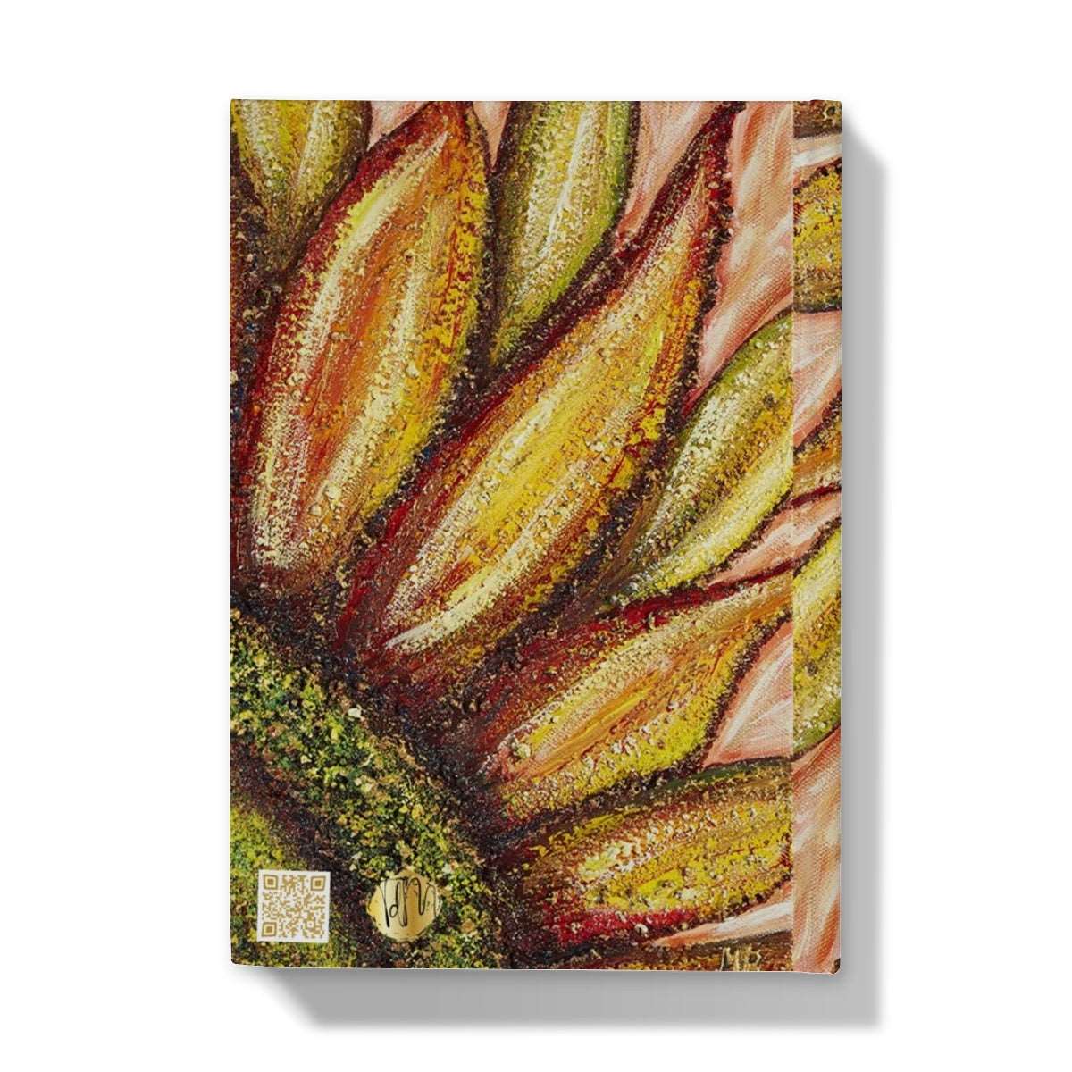 Artistic Hardback Journal Sunflower Passion in lots of rich colours. The centre of the sunflower is green & bronze et rouge, beautiful design.