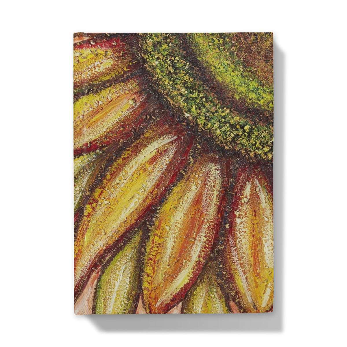 Artistic Hardback Journal Sunflower Passion in lots of rich colours. The centre of the sunflower is green & bronze et rouge, beautiful design.