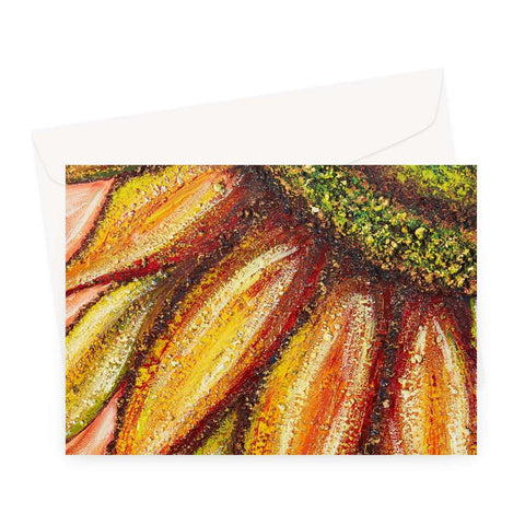 Artistic Blank Greeting Card Sunflower Passion with all colours of all sunflowers in one. Beautiful fusion of colours