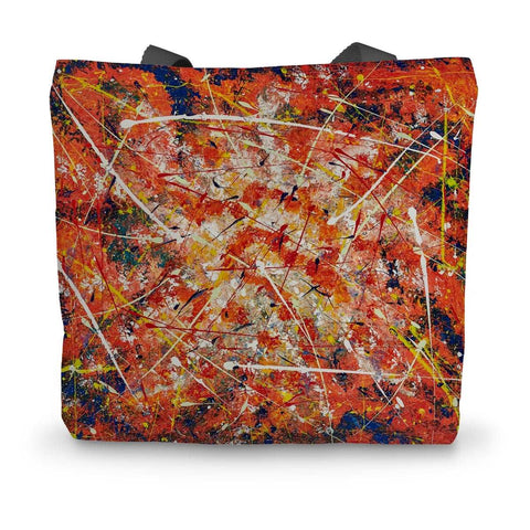 Artistic Durable Tote Bag Energy is a blst of colours of oranges, blues white & splashes of yellow & golds abstract art.  Vibrant but still in some conformity!