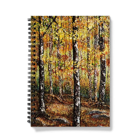 Artistic Journal Notebook Forest of Gold with a design of an Canadian forest in golds & auburns etc, beautiful design