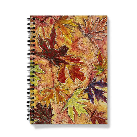 Artistic Journal Notebook Tutti Fruitti with bright Candian maple leaves on a brigh but soft background that harmonises with all the colours of autumn