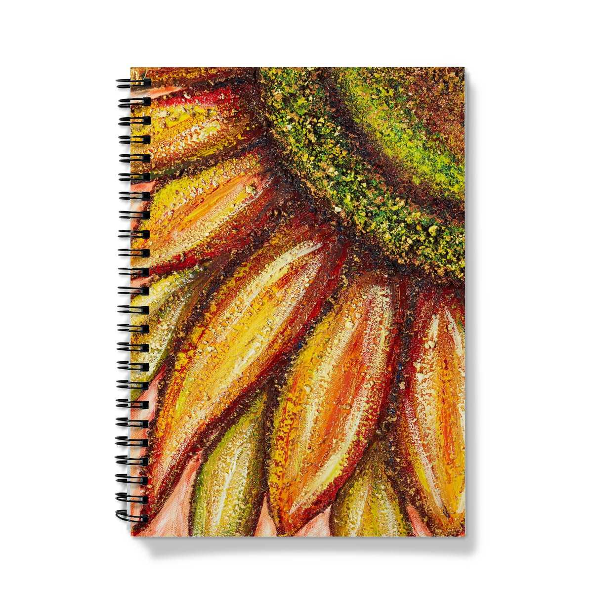 artistic notebook journal with a colourful sunflower on the front cover