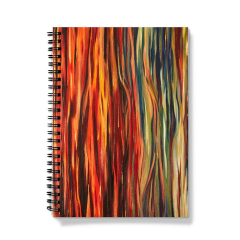 artistic colourful  notebook journal with woven earthy  colours on front cover