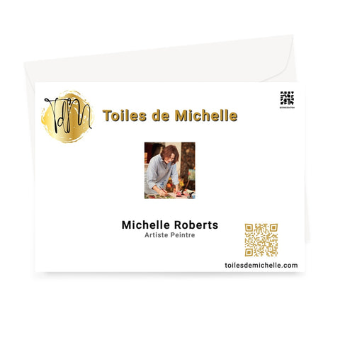 QR code, logo & photo of Michelle Roberts