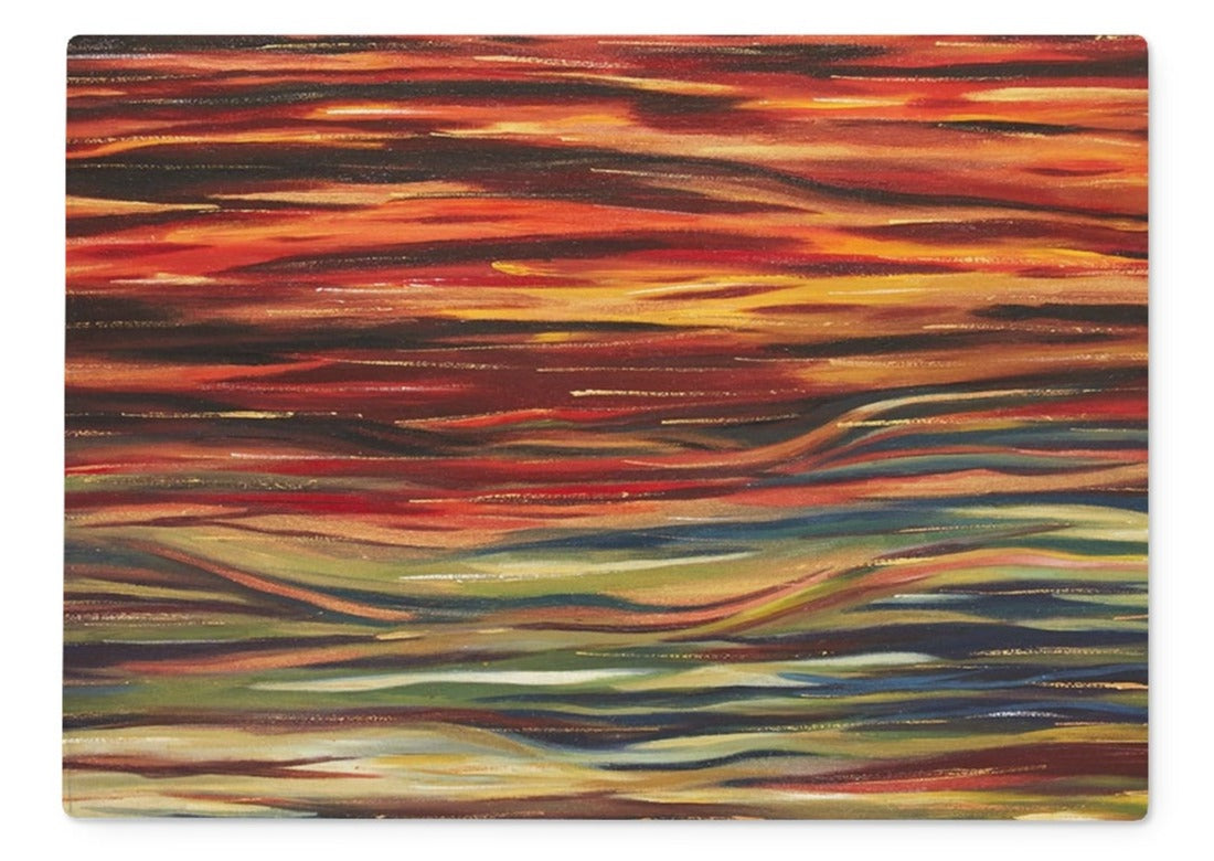  beautiful colours to use your skills & culinary imagination ...Artistic Glass Chopping Board Life's Woven Tapestry is an abstract impressionist view of colours of the earth woven together in harmony,from below the sea, through to the sunsets in the sky. 