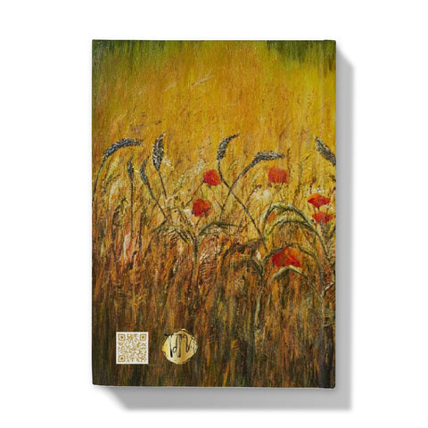 Golden Fields & Poppies Hardback Journal with beautiful tones of golds, auburns white dried grasses and soft red poppies