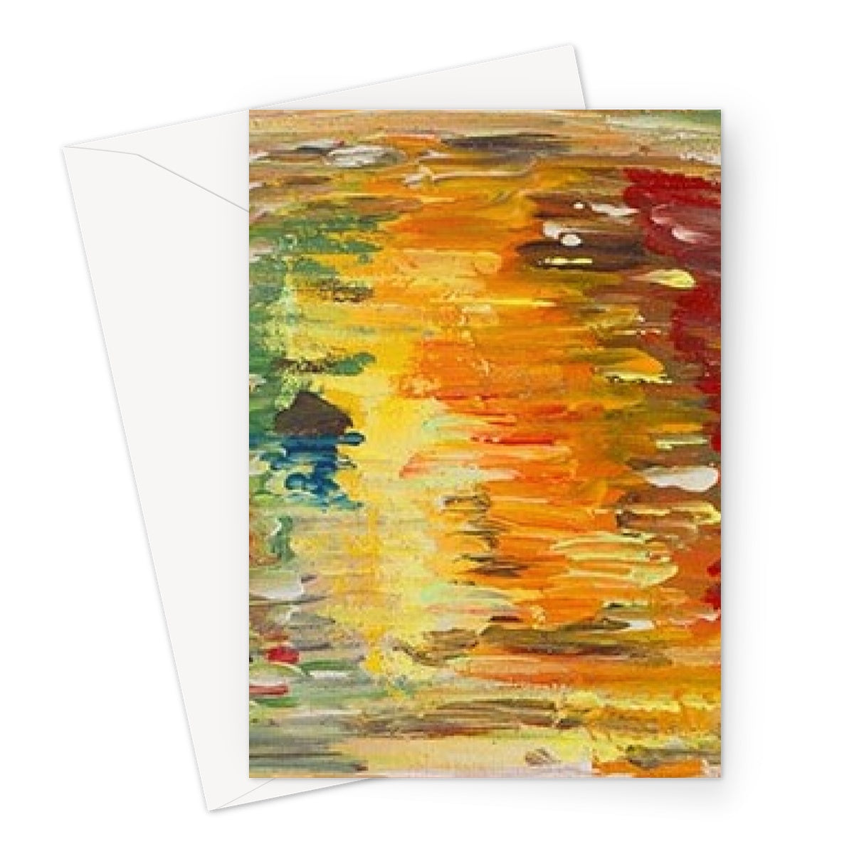 Artistic Reflections Blank Greeting Card is a colourful scence, close up of reflections of Canadian trees in the fall.  Rippling waters soaked in all colours bright & clear