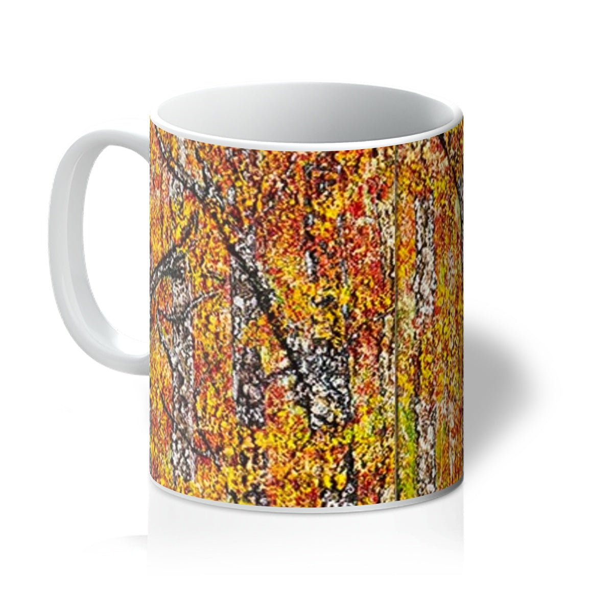 Artistic coffee mug designed by Michelle Roberts This beautiful gloss finished mug is an artwork print of Canadian Red, vibrant colours of nature in the fall of reds, golds orange & yellows