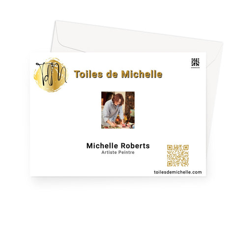 logo, QR code & picture of Michelle Roberts