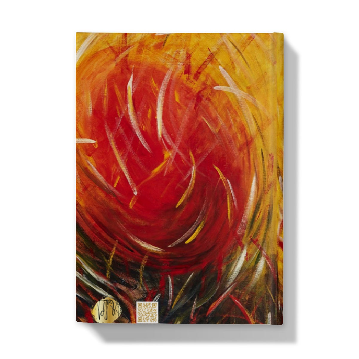 Warm Energy Hardback Journal beautiful bight colours of reds swirling colours of whites grasses & greens & yellows