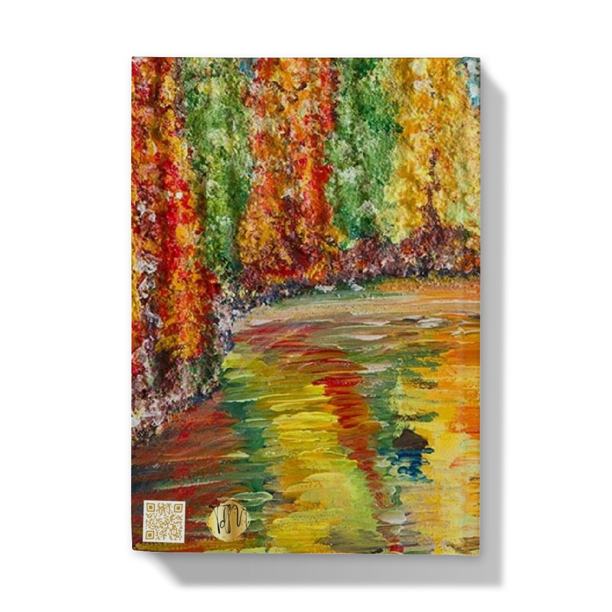 Reflections Hardback Journal with beautiful colourful trees in the fall in Canada, with the bright colours reflecting in the water.