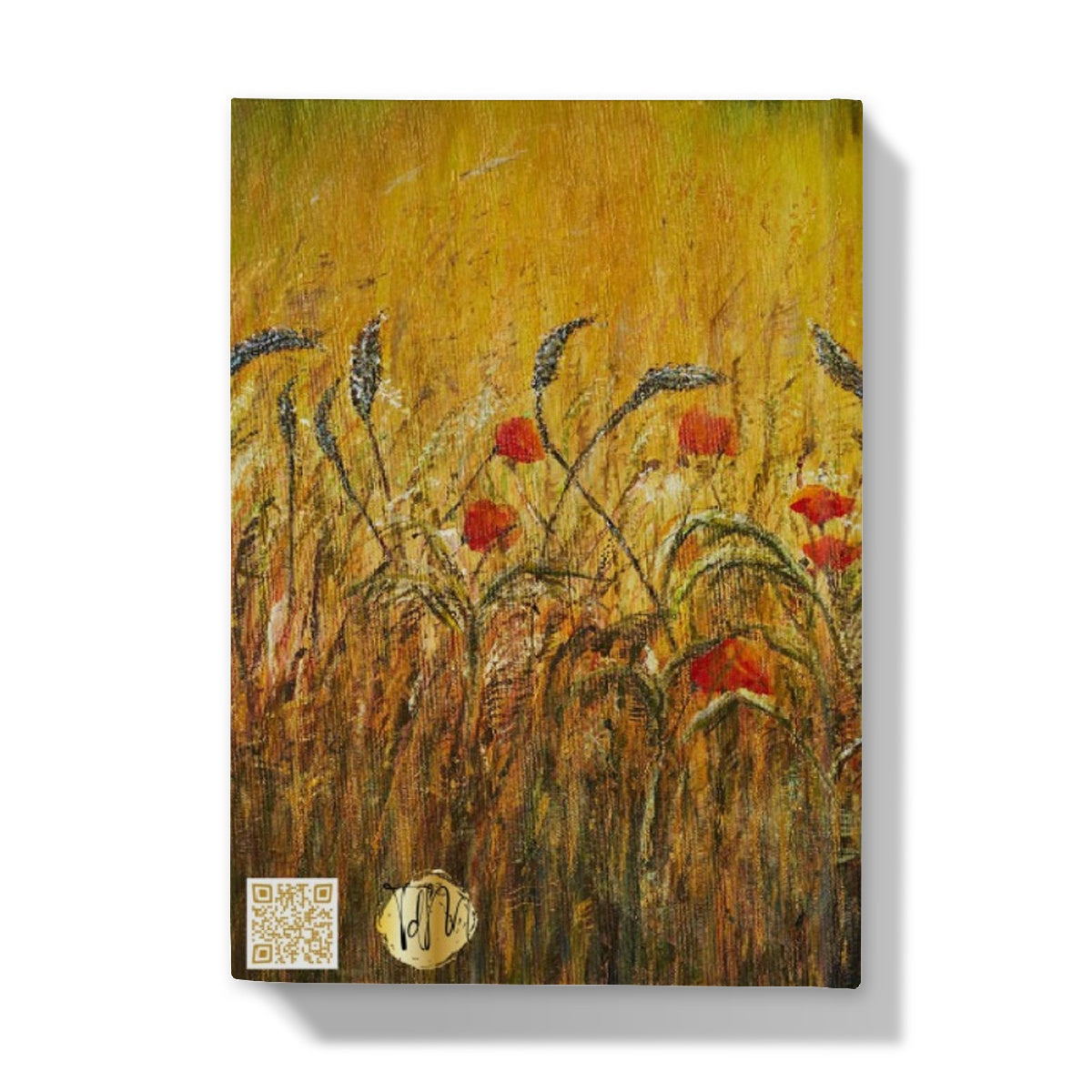 Golden Fields & Poppies Hardback Journal with beautiful tones of golds, auburns white dried grasses and soft red poppies