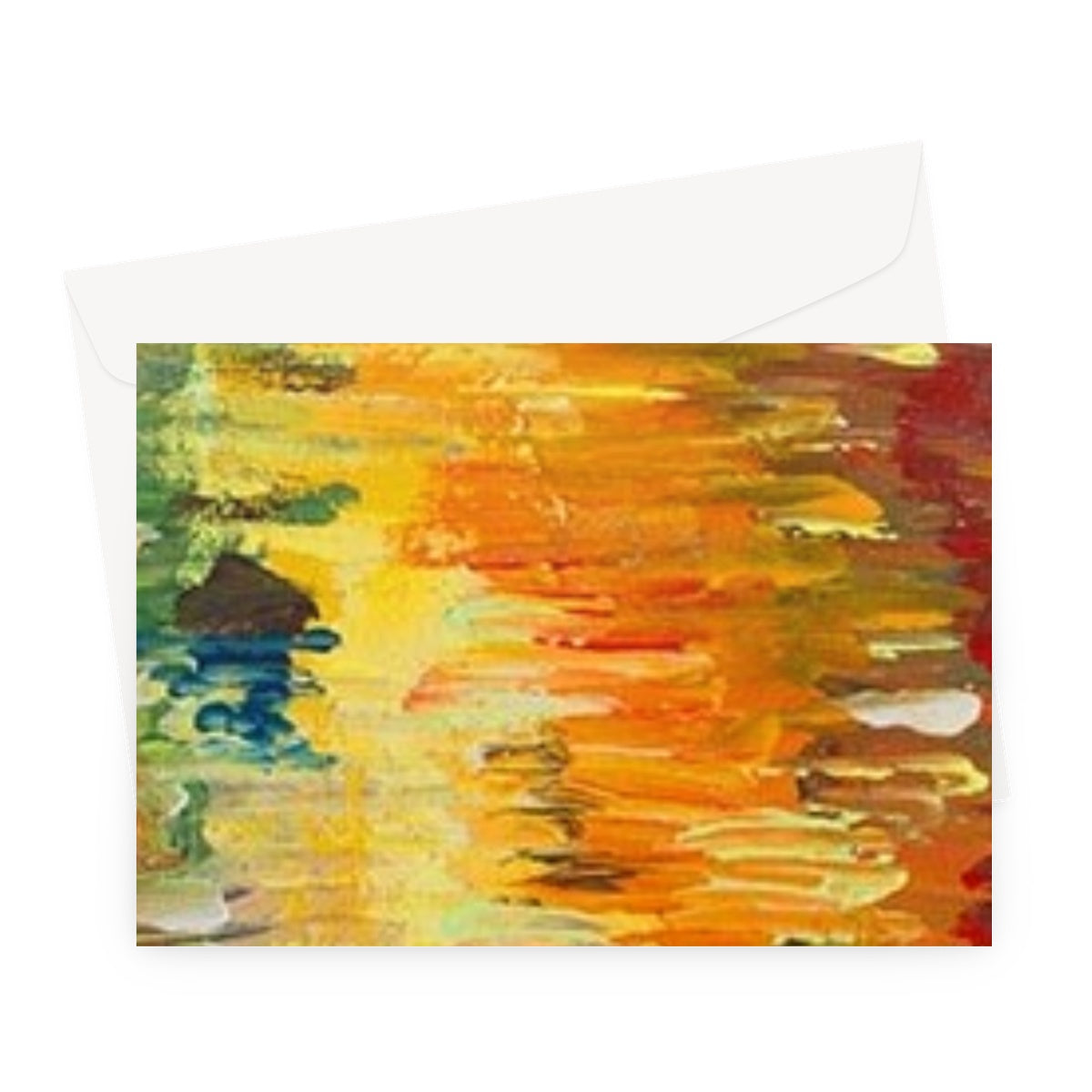 Artistic Reflections Blank Greeting Card is a colourful scence, close up of reflections of Canadian trees in the fall.  Rippling waters soaked in all colours bright & clear