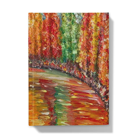 Reflections Hardback Journal with beautiful colourful trees in the fall in Canada, with the bright colours reflecting in the water.