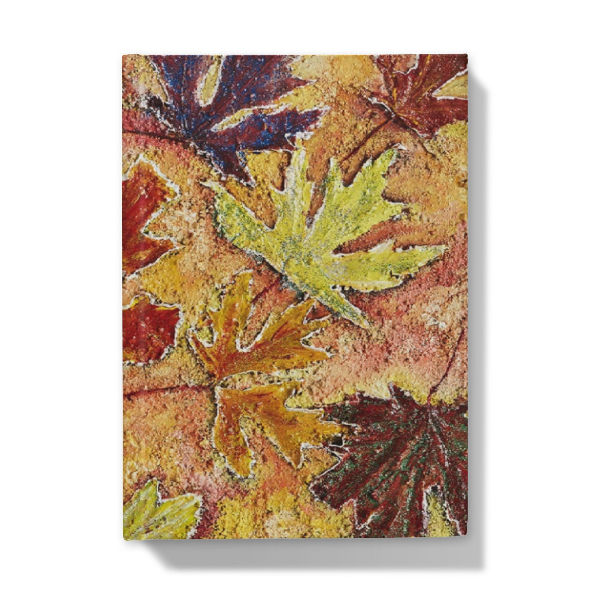 Tutti Frutti Hardback Journal with all colours of a rainbow on maple leaves that sparkle as they do in Canada.  Beautiful & imaginative