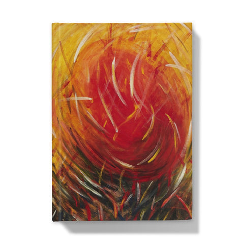 Warm Energy Hardback Journal beautiful bight colours of reds swirling colours of whites grasses & greens & yellows