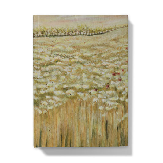 Artistic Shades of a wild field Hardback Journal of a beautiful wild field in the country side of white flowers wheat & the odd red poppy.