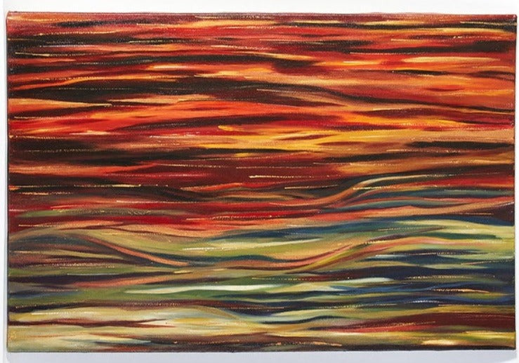 Original wall art canvas tapestry of life An almost safari look to this colourfull painting in acrylics.  Woven colours of all the earths elements.  The colours of earth through to the seas & skies.  The effect is almost like a sunset on the oceans seas with the flowing strokes of the  paintbrush .